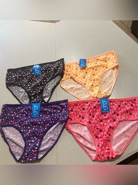 NWT Lili women’s' Polka Dot Bikini Briefs - Pink, Purple, Black, Yellow set of 4